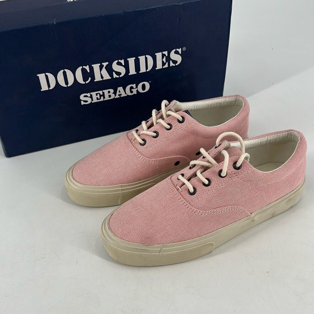 Sebago John Panama Women's Low Cut Lace Up Canvas Sneakers‎ Pink White Size 7